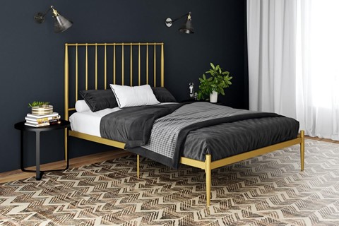 Giulia Modern Gold Double 4'6'' Metal Bed Frame