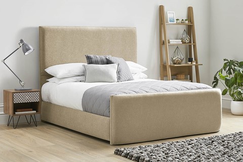 Kornelia Fabric High Footend Bed Frame - Double 4'6'' (135cm) Latte 