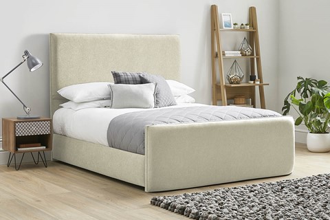 Kornelia Fabric High Footend Bed Frame - Super King 6'0'' (180cm) Oatmeal 