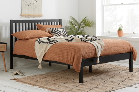 Nova 4'0'' Small Double Black Wooden Bed Frame