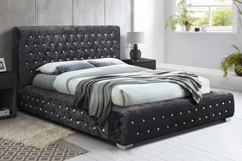 Grande Fabric Bed - 4'6'' Double Black 