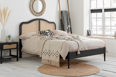 Leonie Wooden Bed Frame - 5'0'' Kingsize Black Oak 