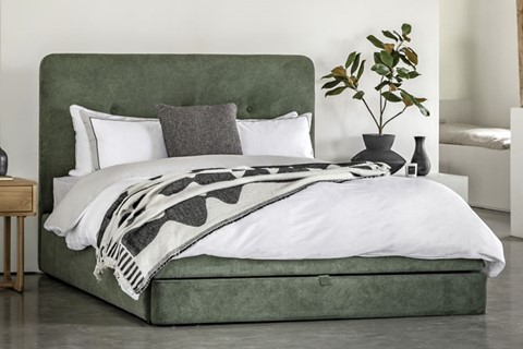 Marlowe 4'6'' Double Green Fabric Bed Frame