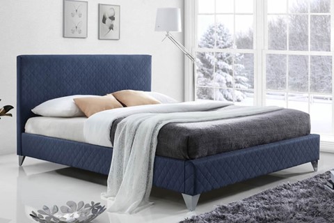 Brooklyn Fabric Bed - 4'6'' Double Blue 