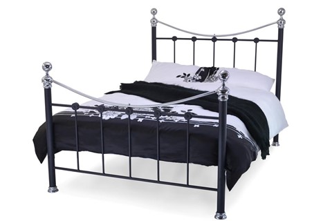 Camaro Metal  4'0'' Small Double Black/Chrome Bed Frame
