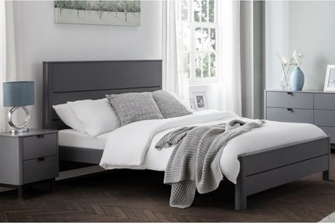 Chloe 5'0'' King Size Wooden Grey Bed Frame