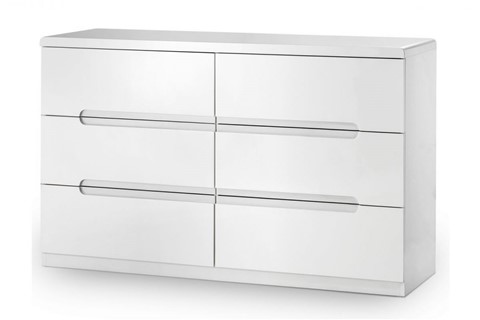 Manhattan 6 Drawer Wide Chest - White 