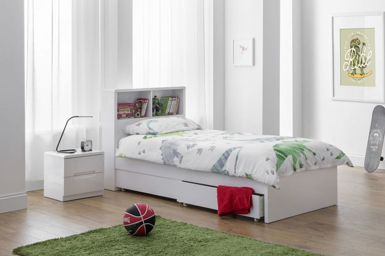 Wooden White High Gloss Single Bookcase, Manhattan King Size Bed Dimensions