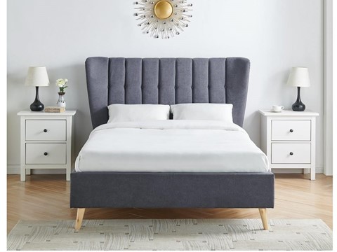 Tasya Fabric Bed Frame - 4'6'' Double Dark Grey 