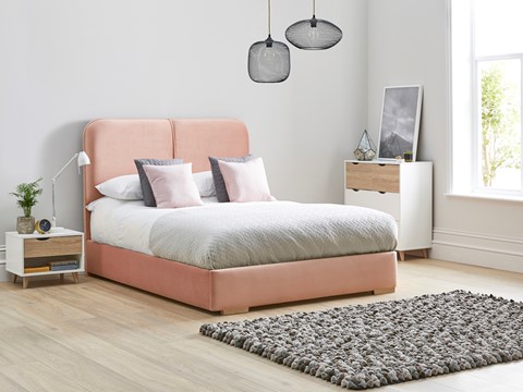 Daisy Fabric Bed Frame Low Foot End - Double 4'6'' (135cm) Pink
