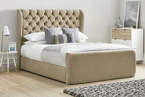 Aster Fabric Upholstered Bed Frame - Super King 6'0'' (180cm) Latte 