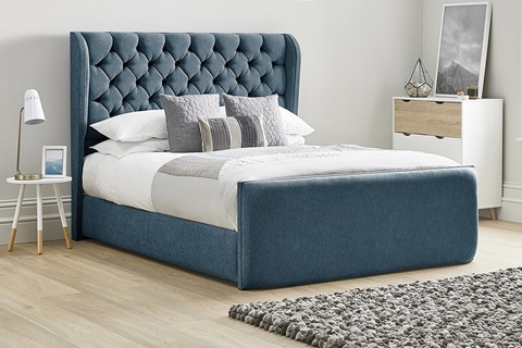 Aster Fabric Upholstered Bed Frame - Double 4'6'' (135cm) Marine