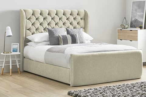 Aster Fabric Upholstered Bed Frame - King 5'0'' (150cm) Oatmeal 