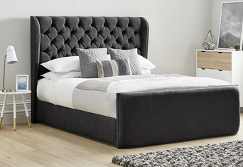 Aster Fabric Upholstered Bed Frame - Double 4'6'' (135cm) Raven 