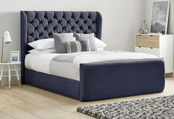 Aster Fabric Upholstered Bed Frame - Super King 6'0'' (180cm) Sapphire 