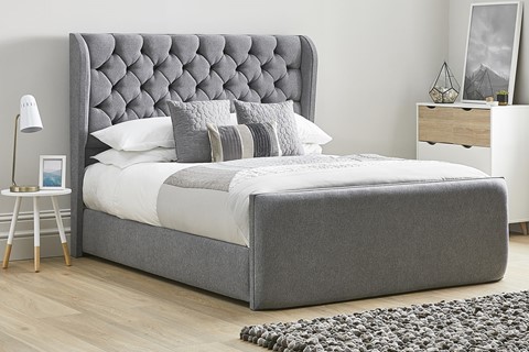 Aster Fabric Upholstered Bed Frame - Super King 6'0'' (180cm) Titanium 