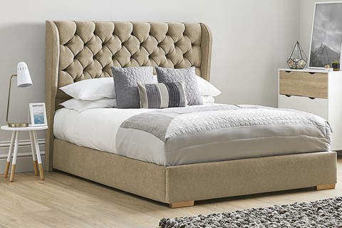 Aster Low Footend Fabric Bed Frame - Super King 6'0'' (180cm) Latte 