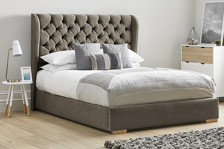 Aster Deeply Padded Bed Frame With Low, Gallery Furniture King Size Bed Frame