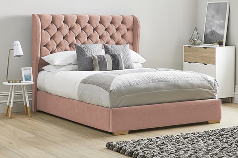 Aster Low Footend Fabric Bed Frame - Double 4'6'' (135cm) Pink 