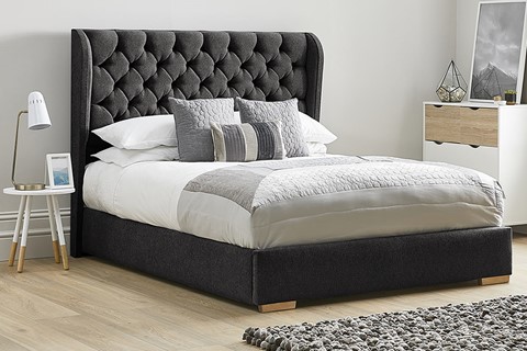 Aster Low Footend Fabric Bed Frame - Double 4'6'' (135cm) Raven 