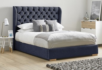 Aster Low Footend Fabric Bed Frame - Double 4'6'' (135cm) Sapphire 