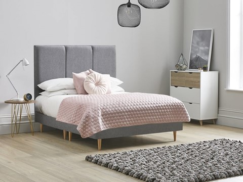 Tulip Fabric Bed Frame - 4'6'' Standard Double Titanium