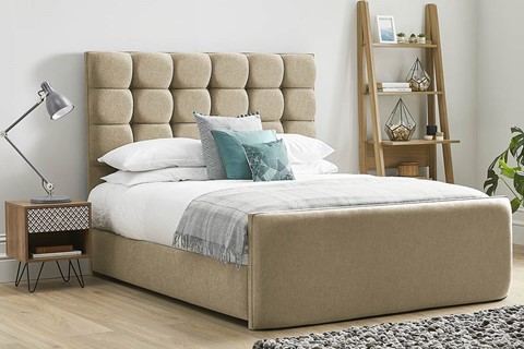 Honesty High Footend Fabric Bed Frame - Double 4'6'' (135cm) Latte