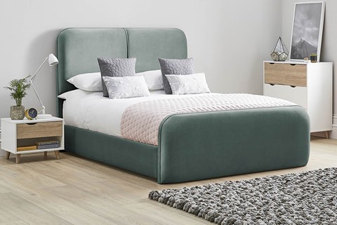 Daisy Fabric Bed Frame High Foot End - King 5'0'' (150cm) Duckegg 