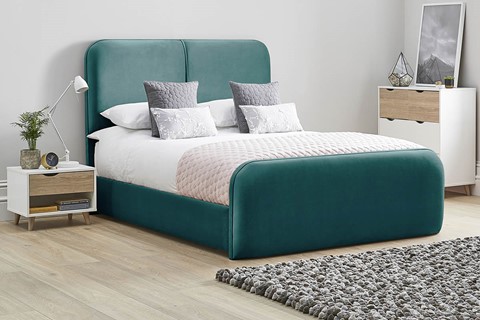 Daisy Fabric Bed Frame High Foot End - King 5'0'' (150cm) Mallard 