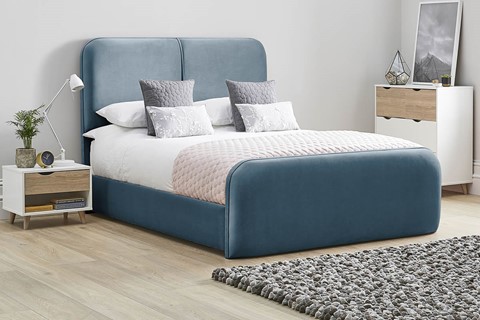 Daisy Fabric Bed Frame High Foot End - King 5'0'' (150cm) Marine 