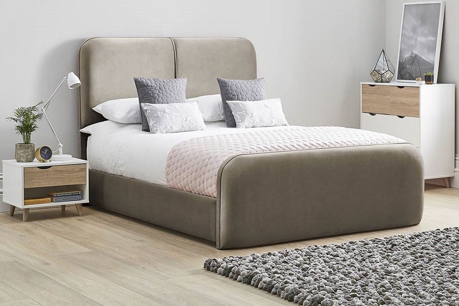 Daisy Fabric Bed Frame High Foot End