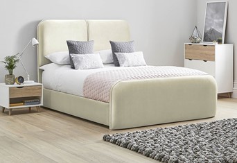 Daisy Fabric Bed Frame High Foot End - King 5'0'' (150cm) Oatmeal 