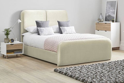 Daisy Fabric Bed Frame High Foot End - Double 4'6'' (135cm) Oatmeal 