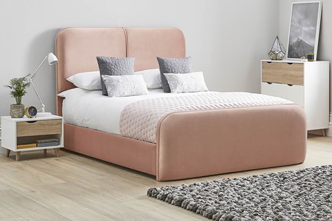 Daisy Fabric Bed Frame High Foot End - Double 4'6'' (135cm) Pink 