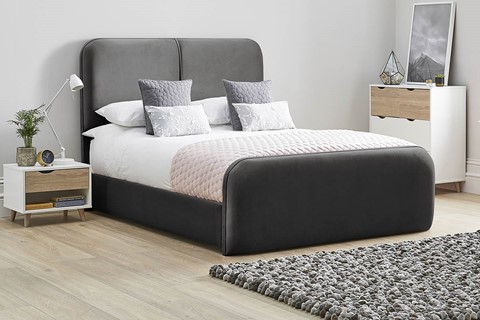 Daisy Fabric Bed Frame High Foot End - Double 4'6'' (135cm) Raven 