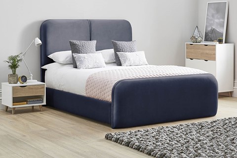Daisy Fabric Bed Frame High Foot End - Super King 6'0'' (180cm) Sapphire 