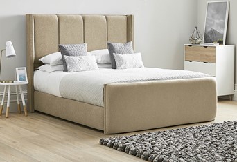 Quince Fabric Bed Frame - King 5'0'' (150cm) Latte 