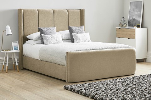 Quince Fabric Bed Frame - Double 4'6'' (135cm) Latte 
