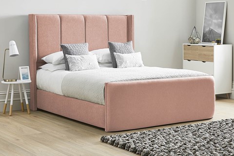 Quince Fabric Bed Frame - Double 4'6'' (135cm) Pink 