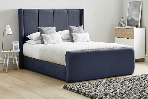 Quince Fabric Bed Frame - King 5'0'' (150cm) Sapphire 