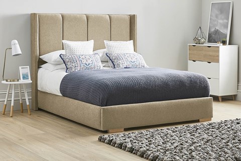 Quince Low Footend Fabric Bed Frame - King 5'0'' (150cm) Latte 