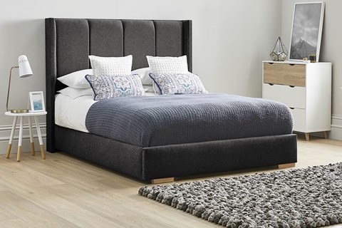 Quince Low Footend Fabric Bed Frame - Double 4'6'' (135cm) Raven 