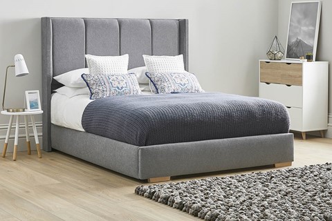 Quince Low Footend Fabric Bed Frame - Double 4'6'' (135cm) Titanium 