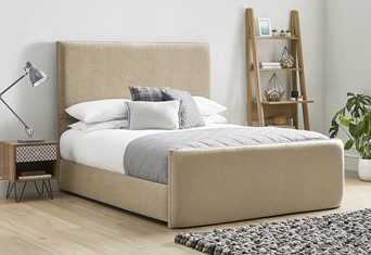 Kornelia Fabric High Footend Bed Frame - Double 4'6'' (135cm) Latte 