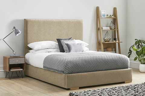 Kornelia Fabric Low Footend Bed Frame - Double 4'6'' (135cm) Latte 
