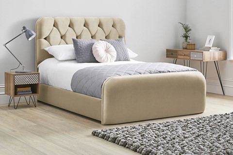 Lilly Fabric Bed Frame - Double 4'6'' (135cm) Latte 