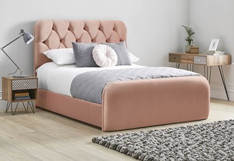Lilly Fabric Bed Frame - King 5'0'' (150cm) Pink 