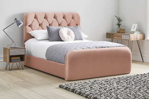 Lilly Fabric Bed Frame - King 5'0'' (150cm) Pink 