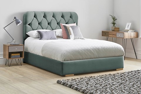 Lilly Low Footend Fabric Bed Frame - King 5'0'' (150cm) Duckegg