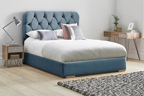 Lilly Low Footend Fabric Bed Frame - King 5'0'' (150cm) Marine 